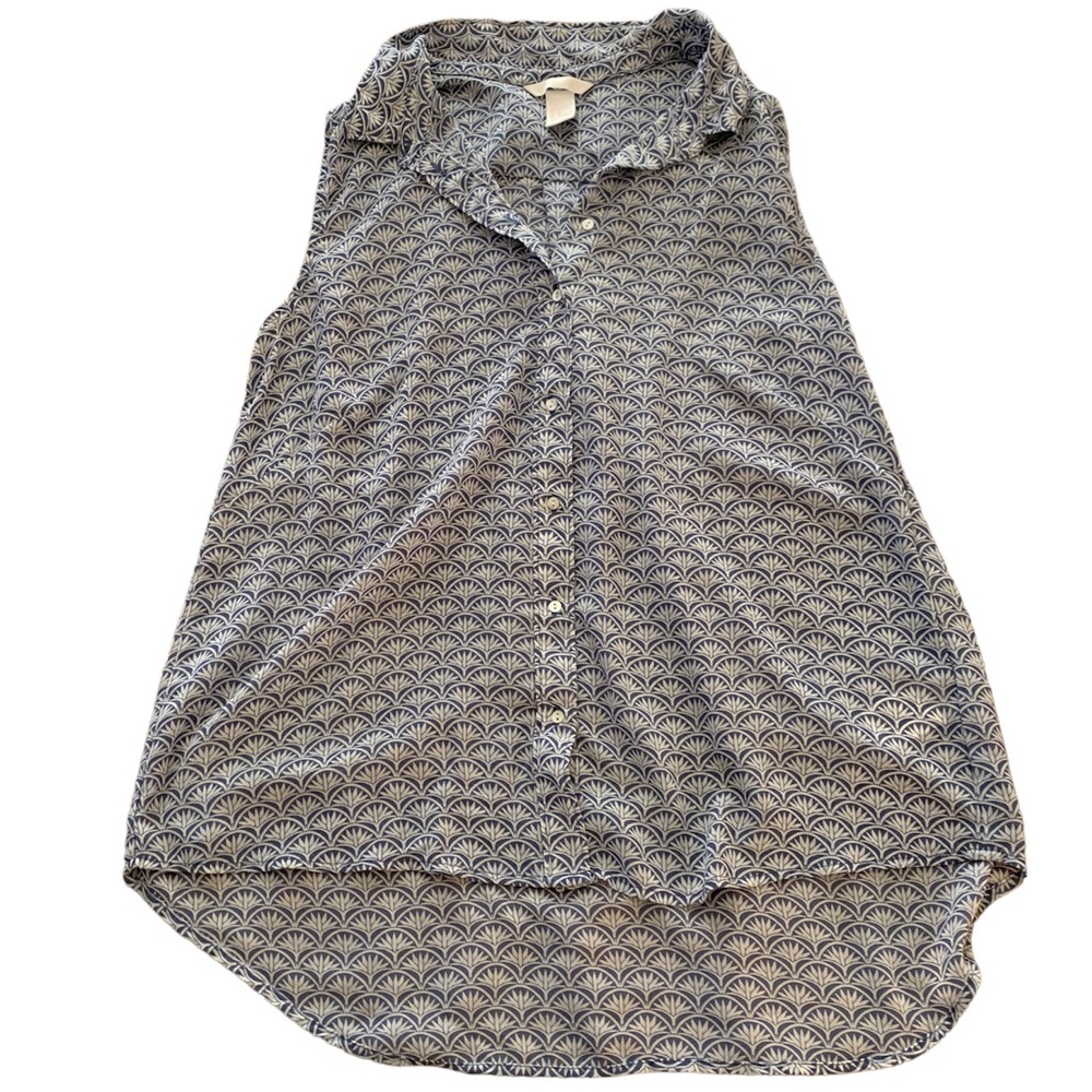 Blue Patterned Tank Top